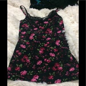Black cami with floral print